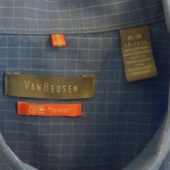 Van Heusen Men's Short Sleeve Button Down Shirt, Size Medium, Blue - Picture 3 of 6